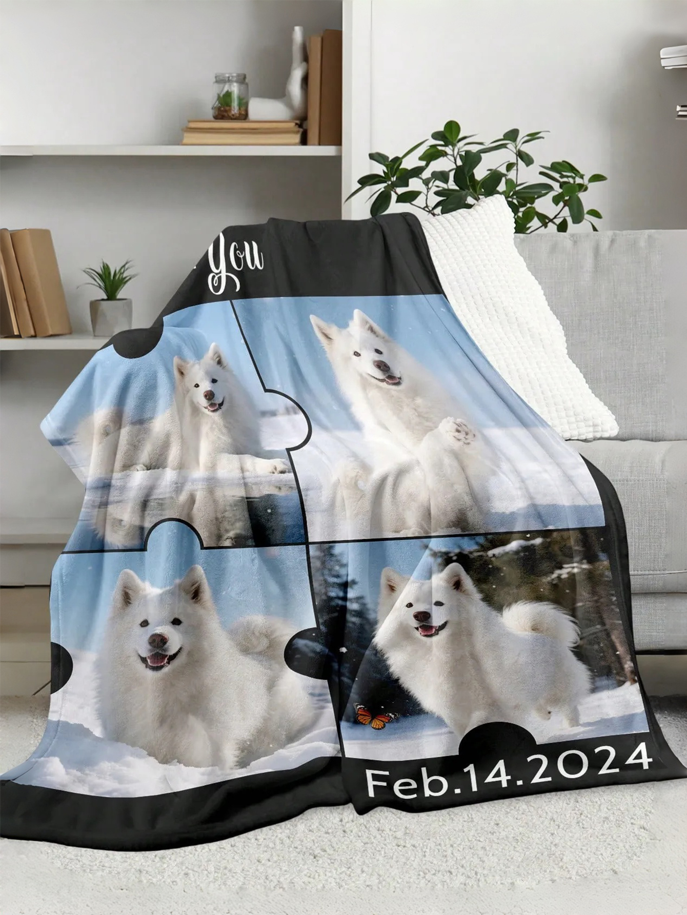 Custom Photo Flannel Blanket with Personalized Text Soft, Comfortable, and Warm Blanket The Perfect Valentine's Day Gift for Loved Ones